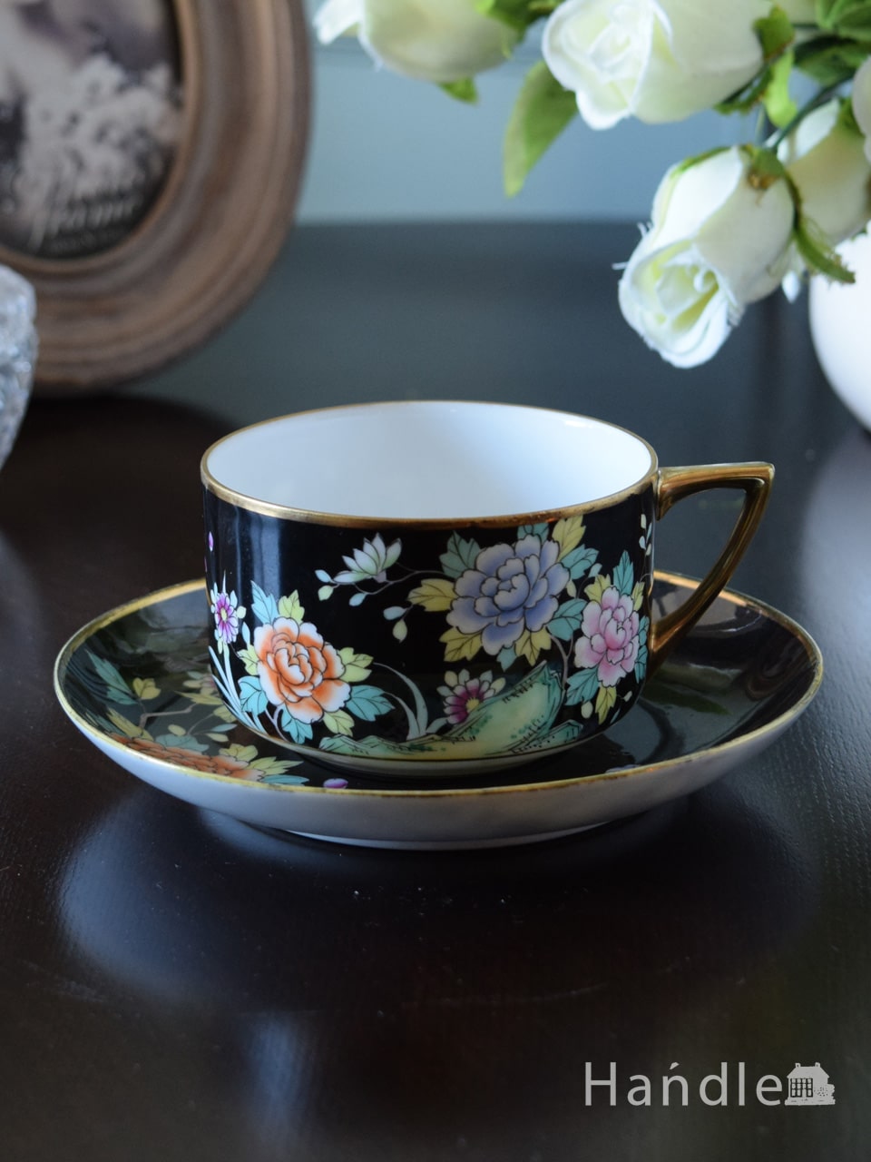 オールドノリタケの美しい陶磁器、可憐なお花のアンティークカップ＆ソーサー (m-5371-z)