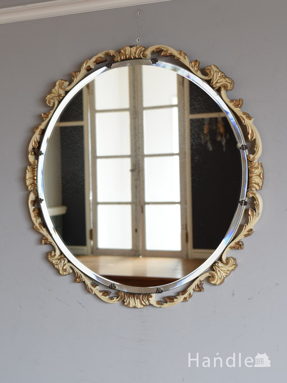 アンティークのおしゃれな鏡、イギリスで見つけたモールディングミラー (k-4805-z)