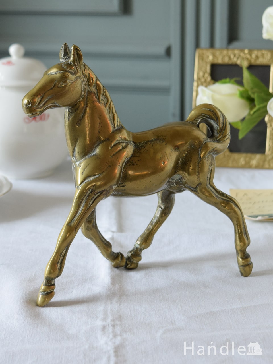 イギリスで見つけた馬のブラスオブジェ、アンティークの真鍮雑貨 (k-4819-z)