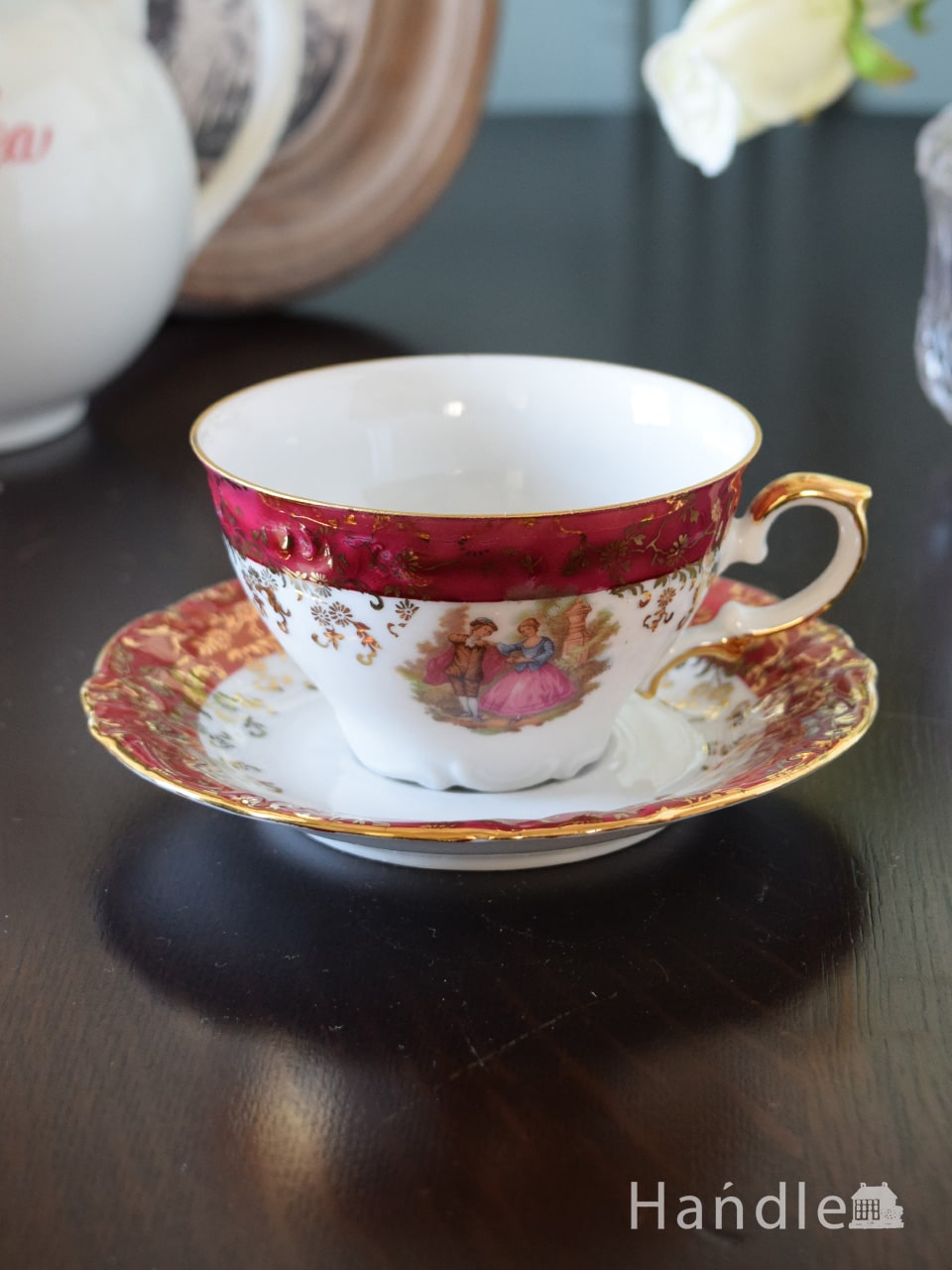アンティークのHK Bavaria（ババリア）のカップ＆ソーサー、美しい絵が描かれたアンティーク食器