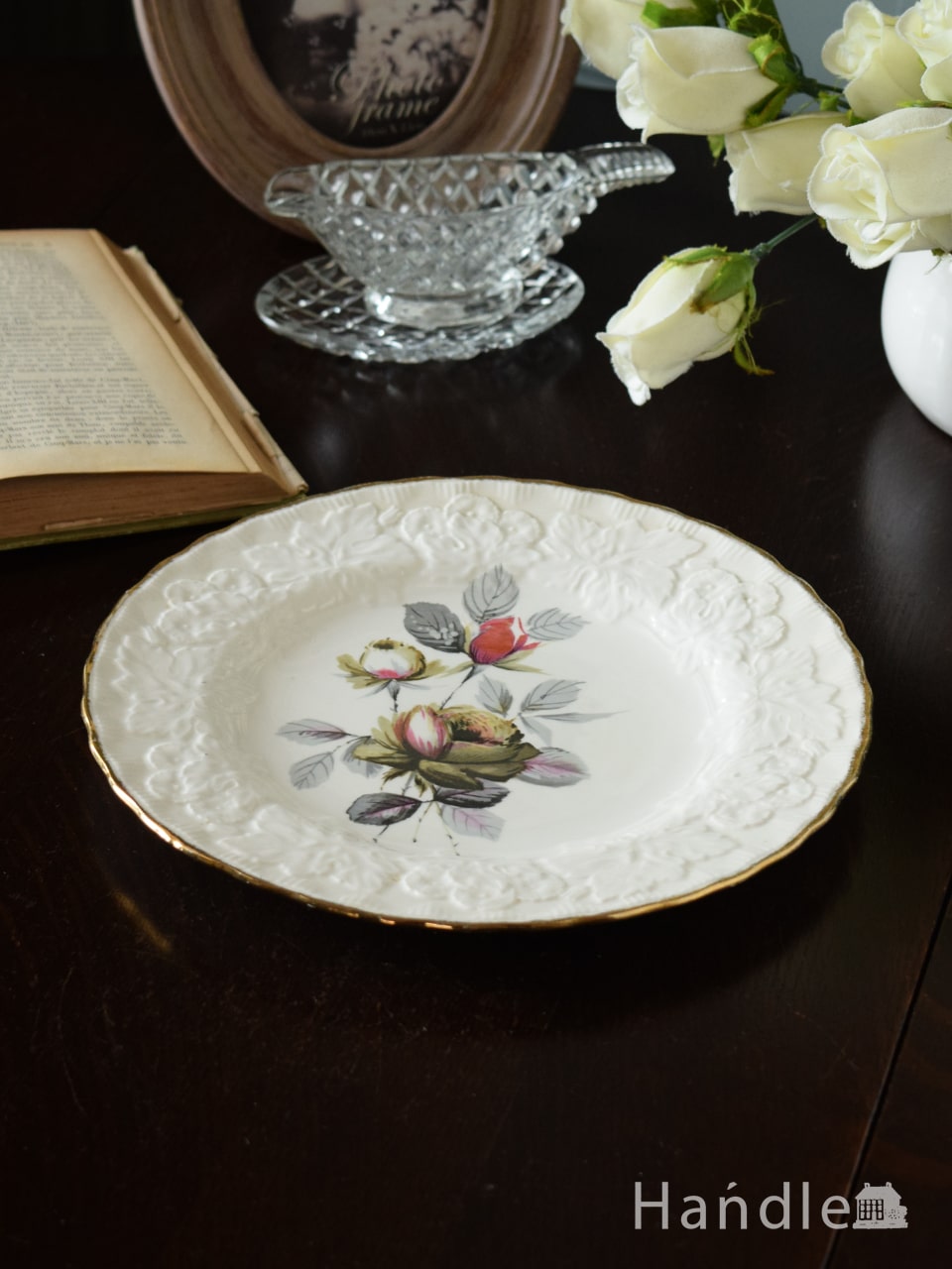 英国のアンティーク食器、ドラマティックに描かれたバラの模様が美しいアルフレッドミーキンのプレート (m-5832-z)