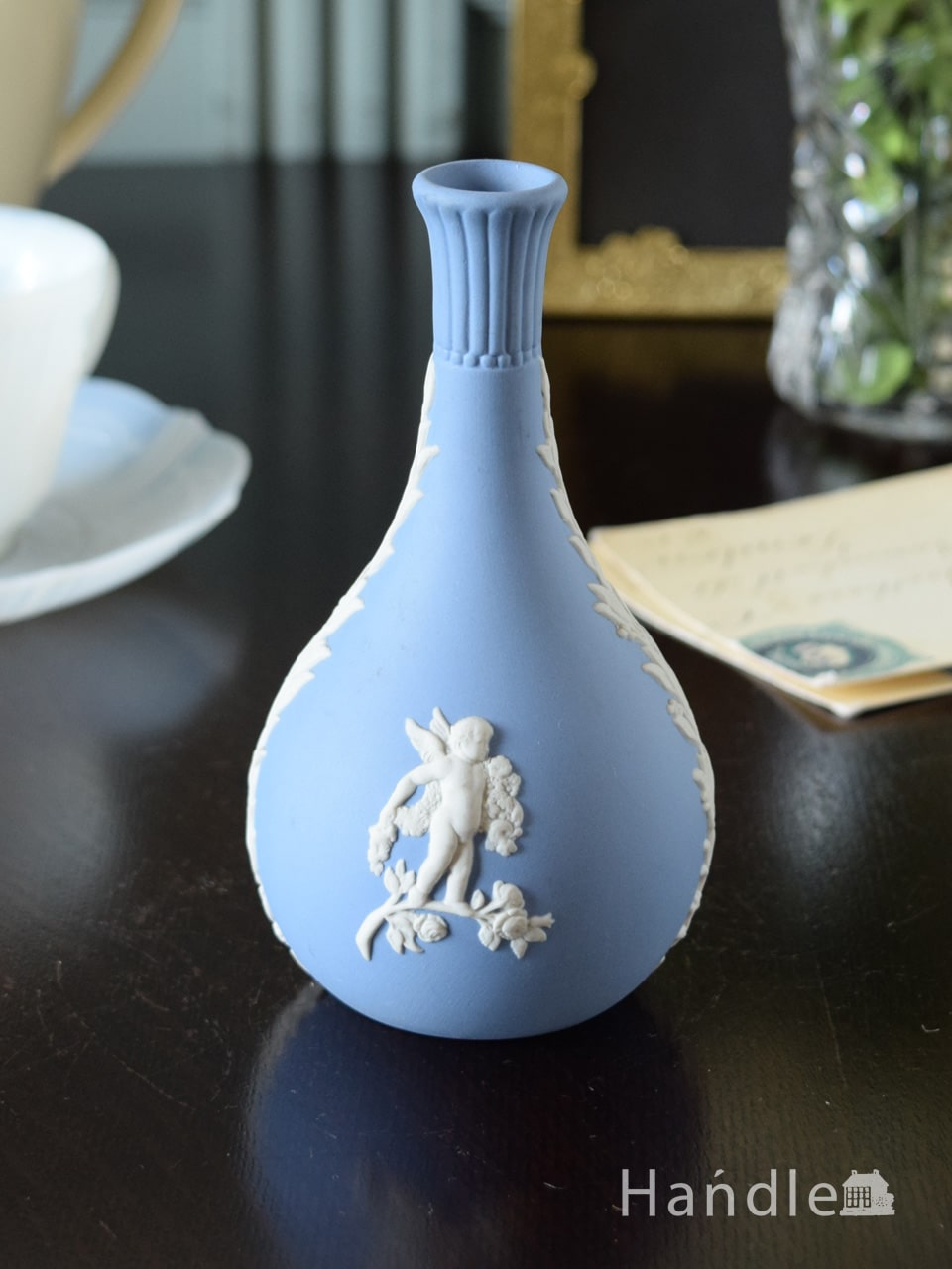 ウェジウッド社ジャスパーウェアの一輪挿し、イギリスのアンティークの花器 (m-6025-z)
