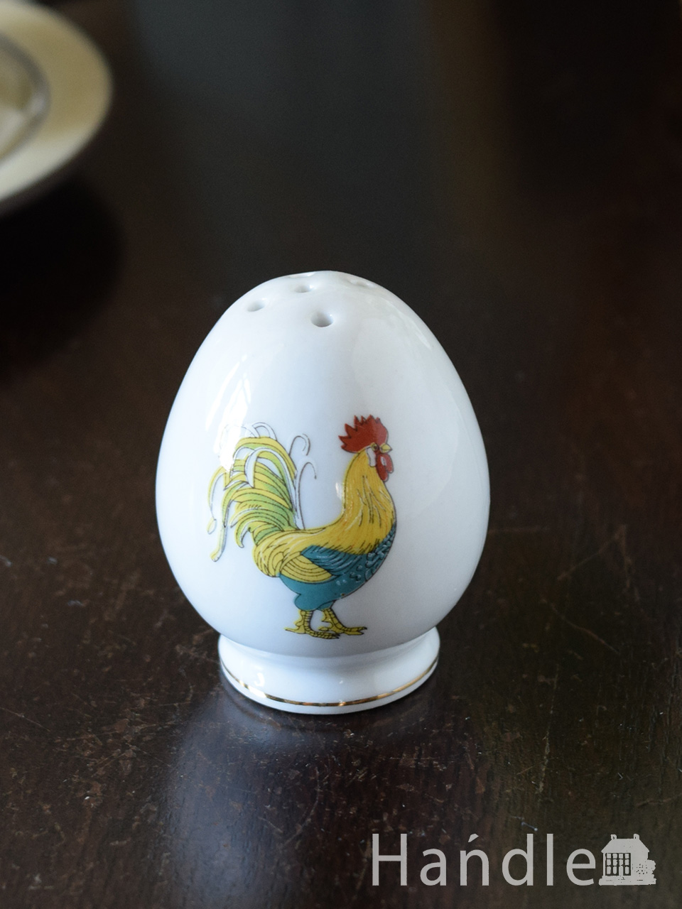 イギリスで見つけたアンティークのおしゃれな調味料入れ、ニワトリが描かれスパイス入れ (m-5997-z)