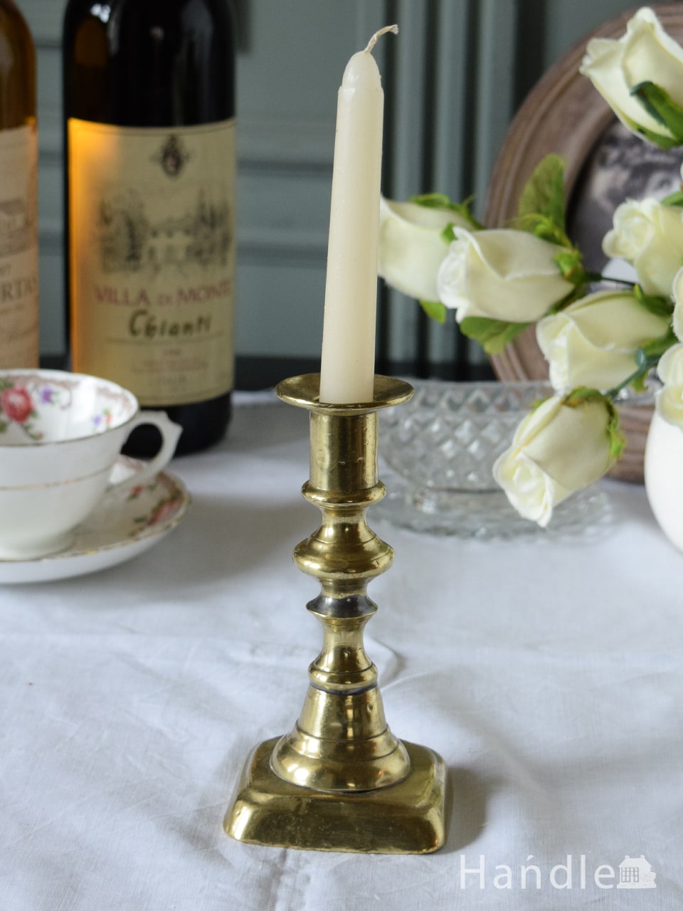英国のアンティークのキャンドルスタンド、真鍮製のおしゃれな燭台(m