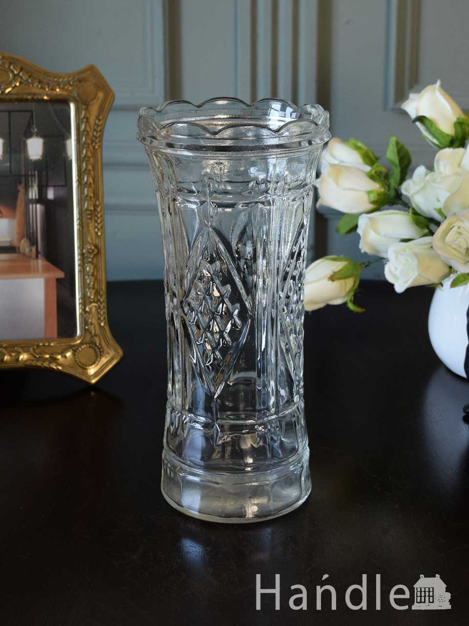 ヴィンテージフラワーベース アンティーク花器 ガラス花瓶 ガラス