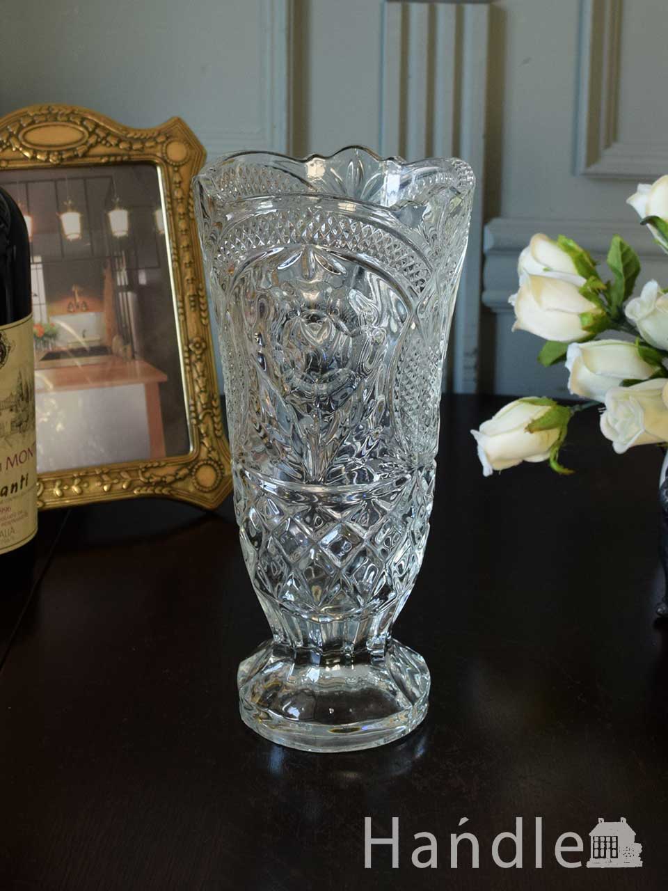 イギリス　アンティーク　ガラス花入れ　花瓶　ヴィンテージ