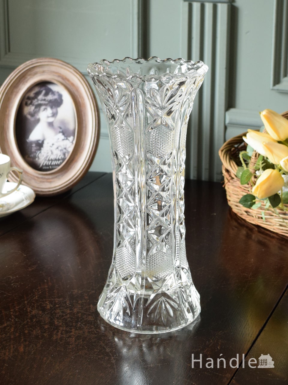 レトロガラス花瓶フラワーベース クリスタル - 花瓶