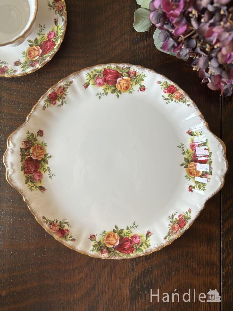 ロイヤルアルバートのアンティークのお皿、オールドカントリーローズのB＆Bプレート (h-1268-z)