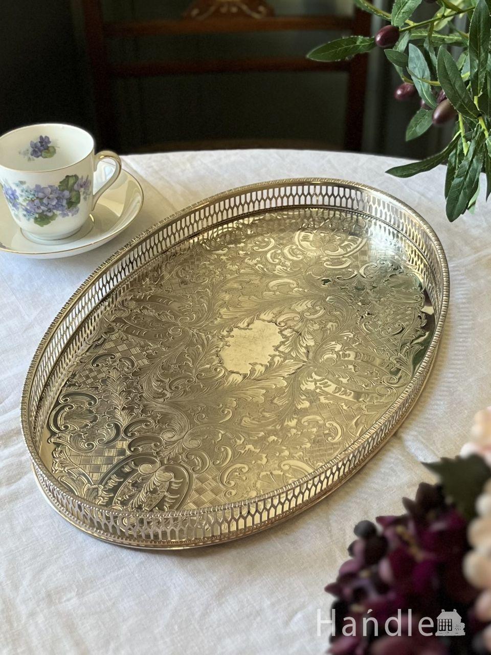 アンティ―ク銀メッキトレイ (m-9572-z)