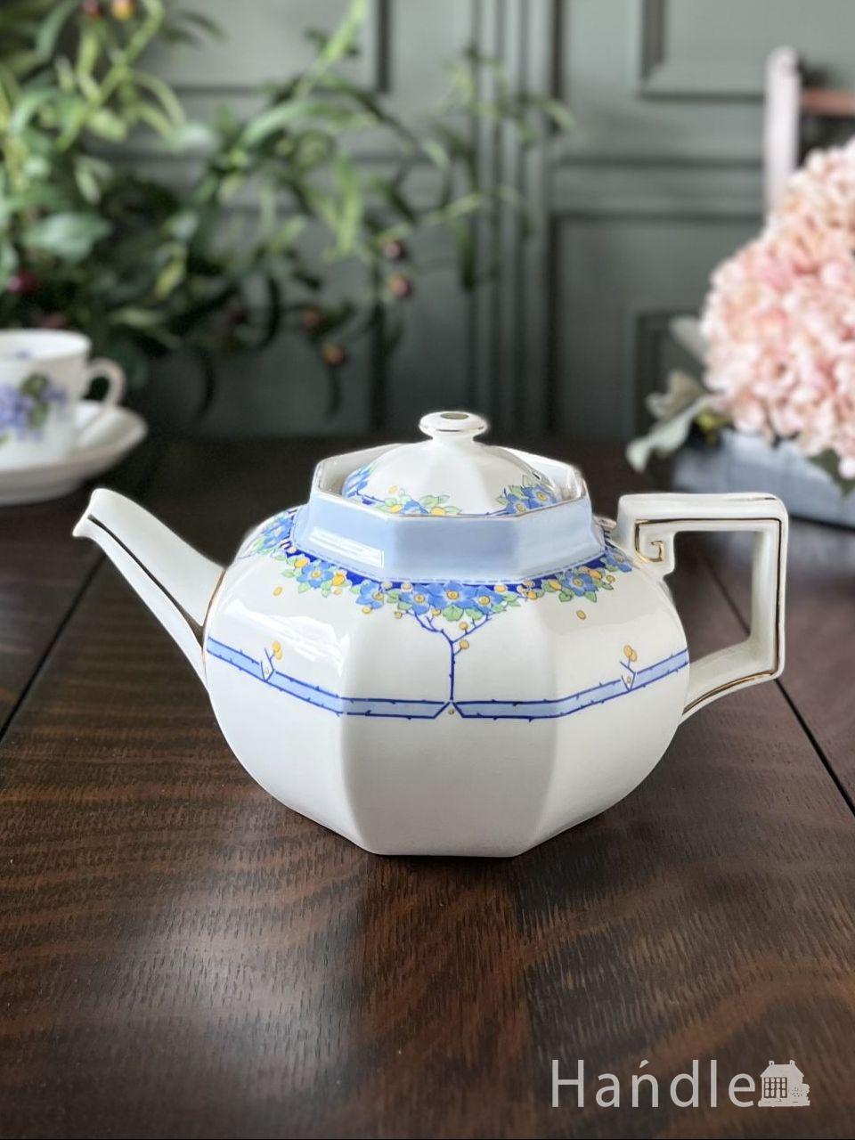 アールデコスタイルの美しいティーポット、ロイヤルドルトン「ARVON」のアンティーク茶器 (m-9870-z)