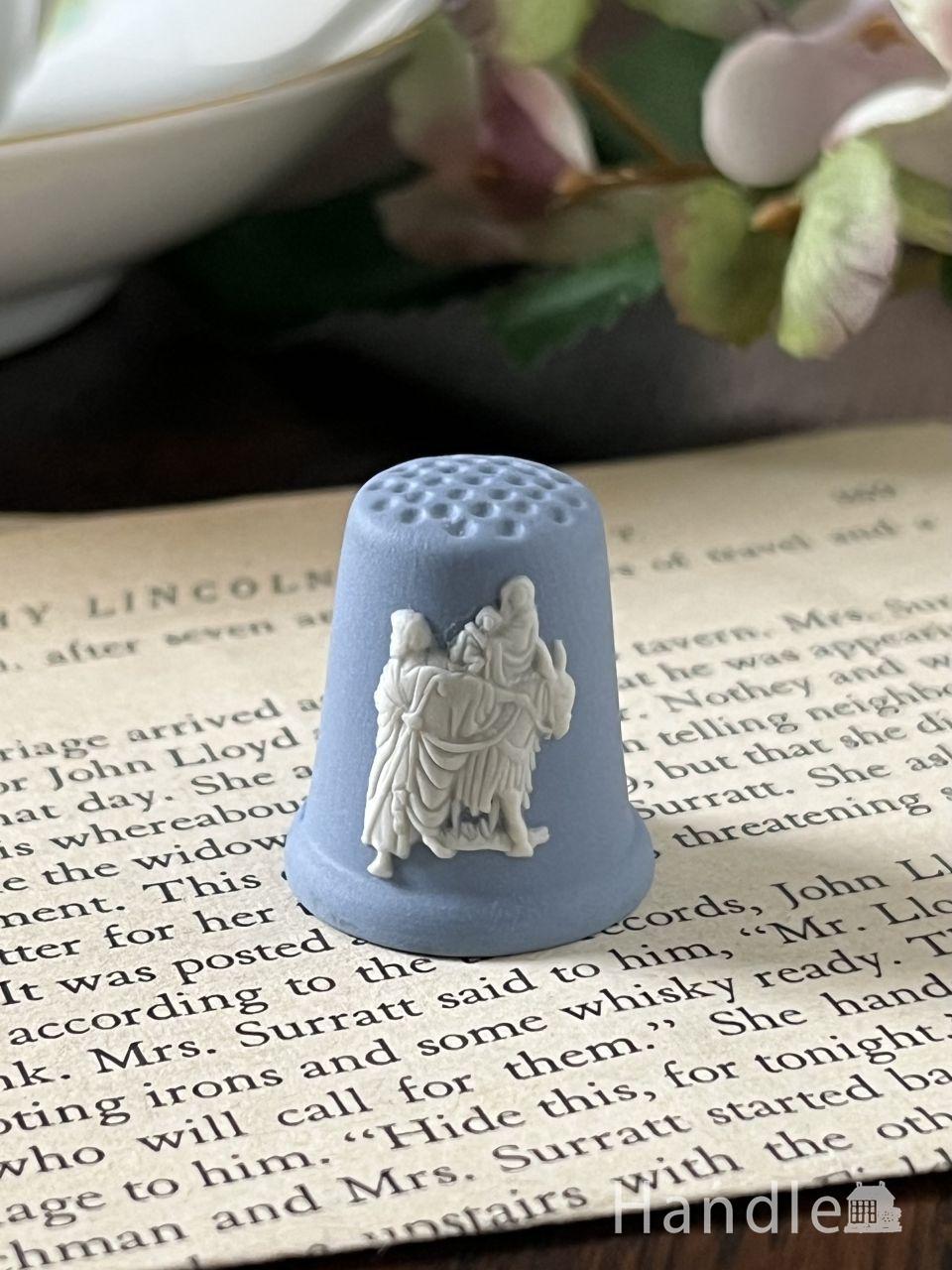 Wedgwoodのアンティーク指貫、英国ジャスパーウェアのシンブル (h-1409-z)