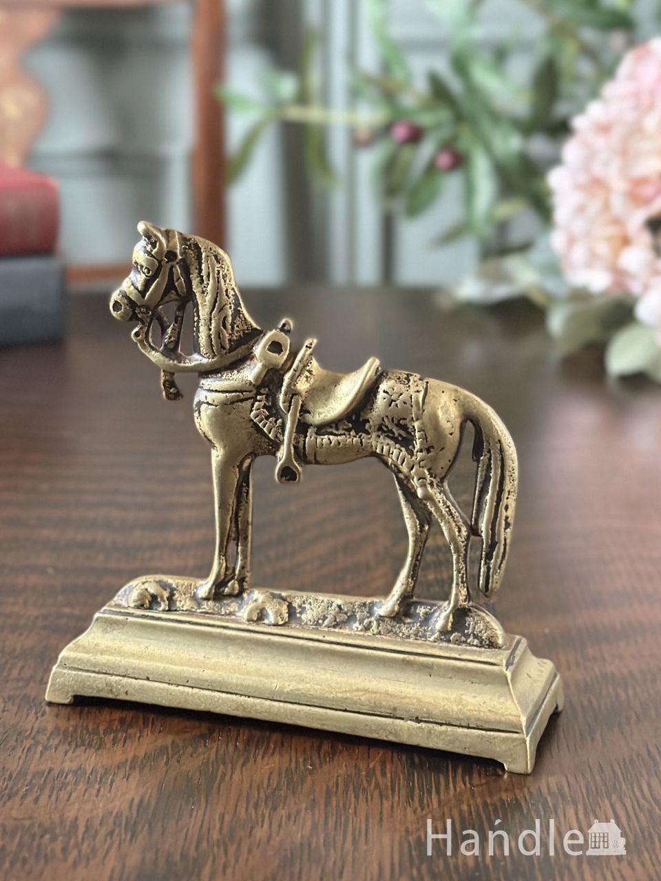 英国アンティークのブラスホース、イギリスで見つけた真鍮製の馬のオブジェ（左向き）