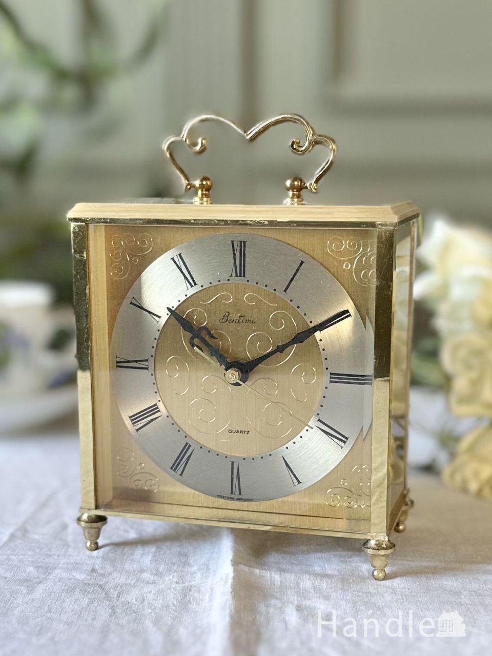 イギリスから届いたアンティークの時計、キラキラッと輝くおしゃれな置き時計