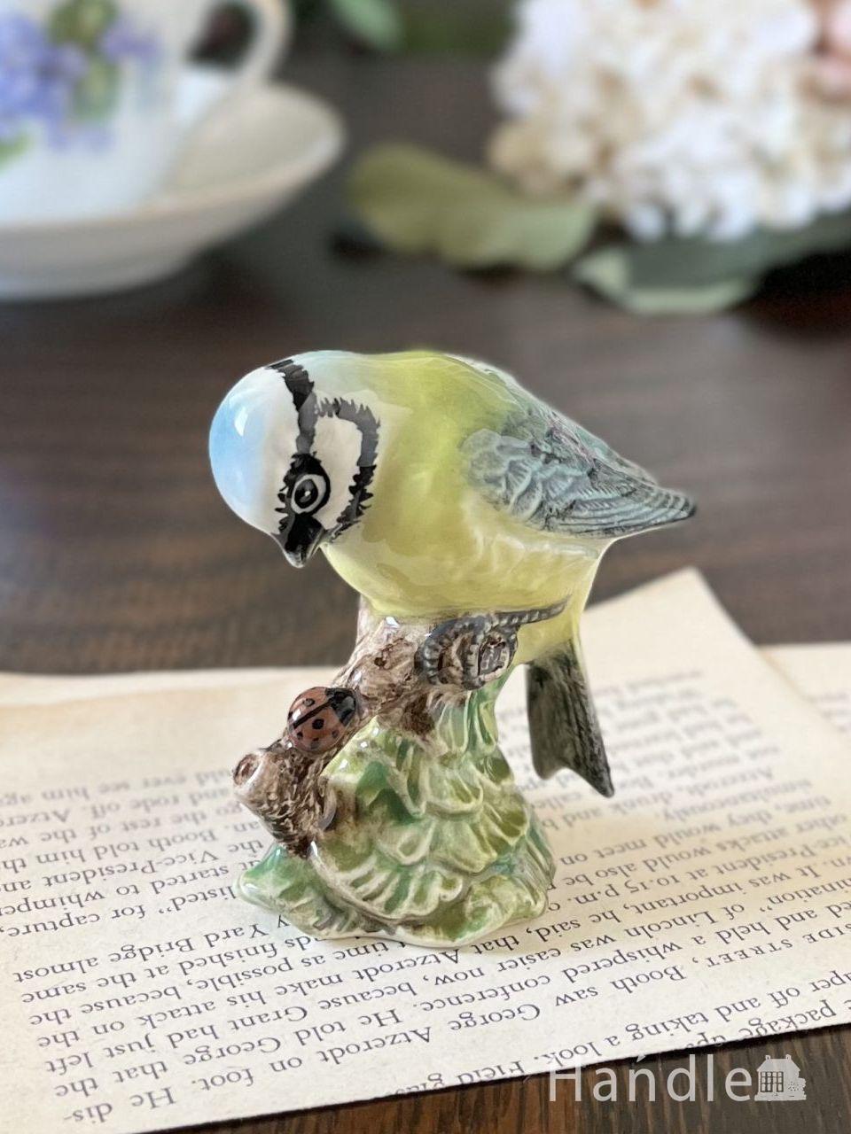 BESWICKベスウィックの小鳥のオブジェ、アオガラのアンティークフィギュリン (m-9796-z)