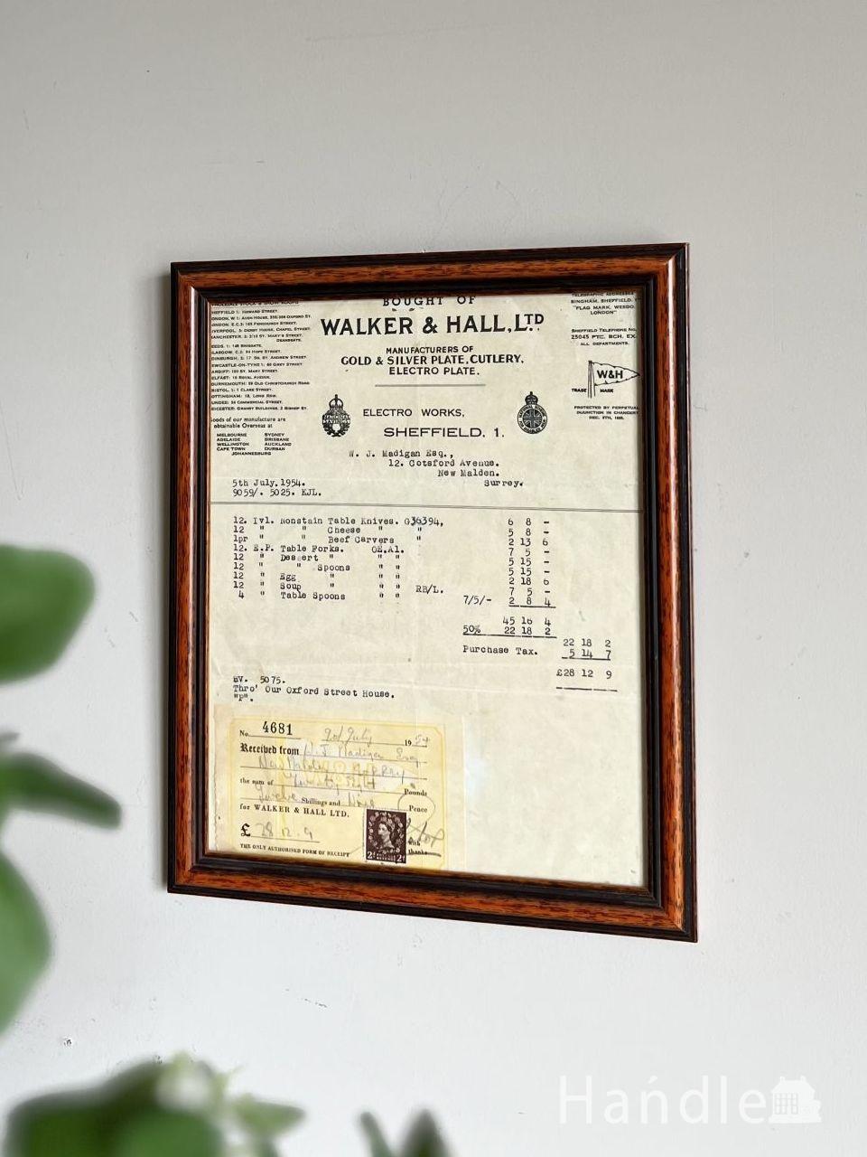 WALKER＆HALLのインボイスフレーム、イギリスから届いたアンティークフレーム (m-9356-z)