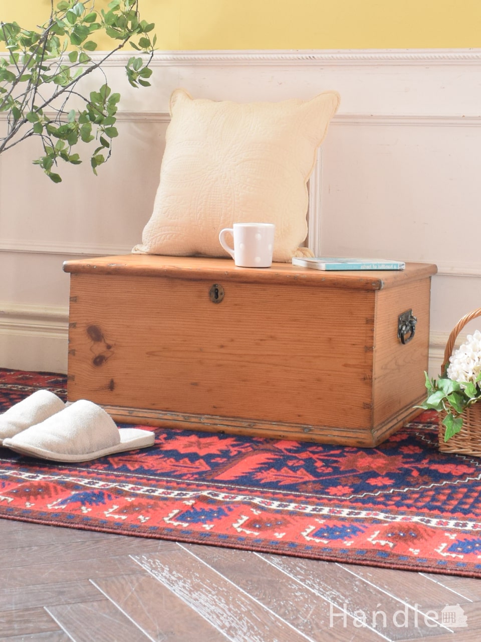 アンティークブランケットボックス (h-131-f)