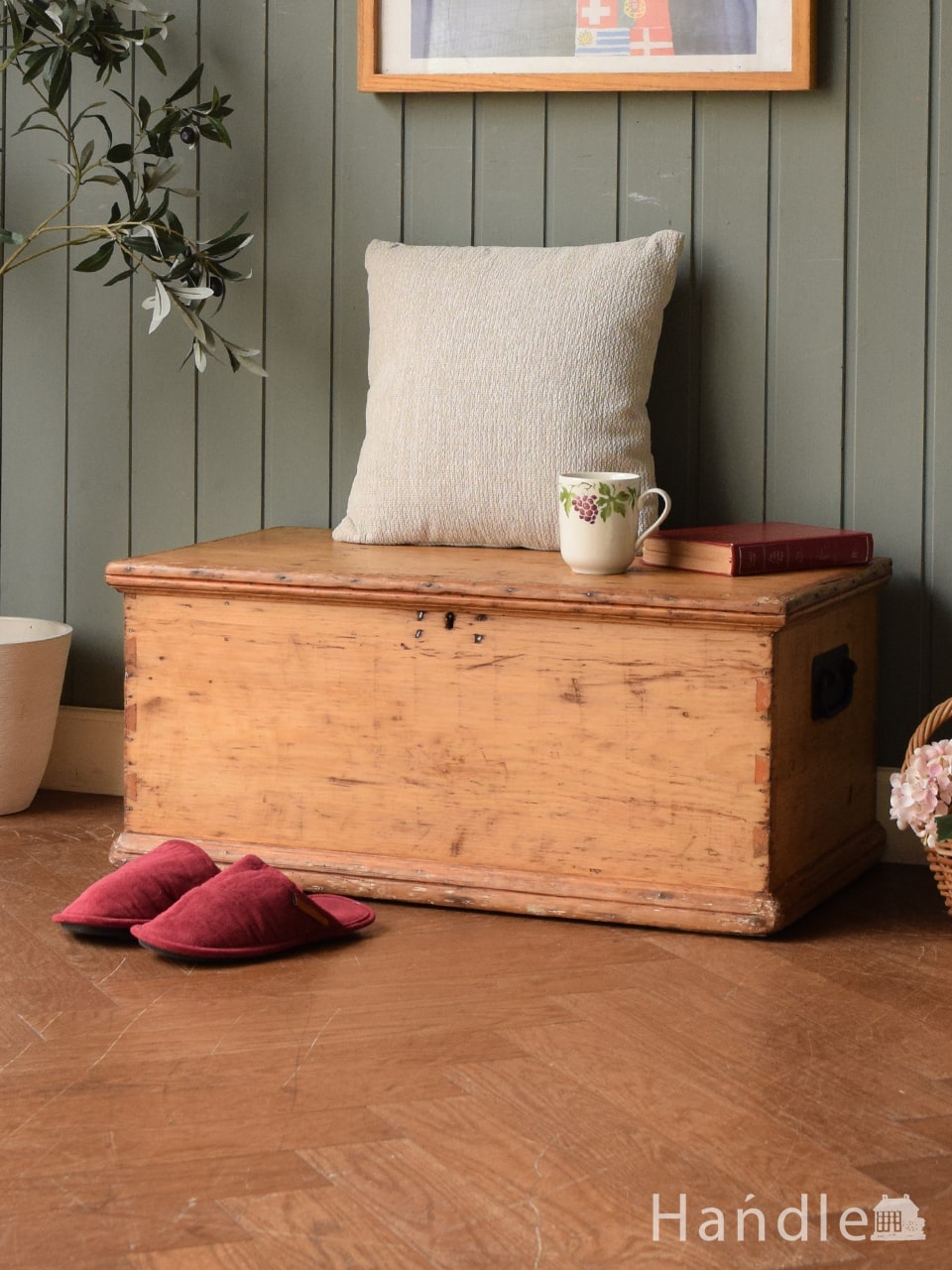 アンティークブランケットボックス (h-222-f)