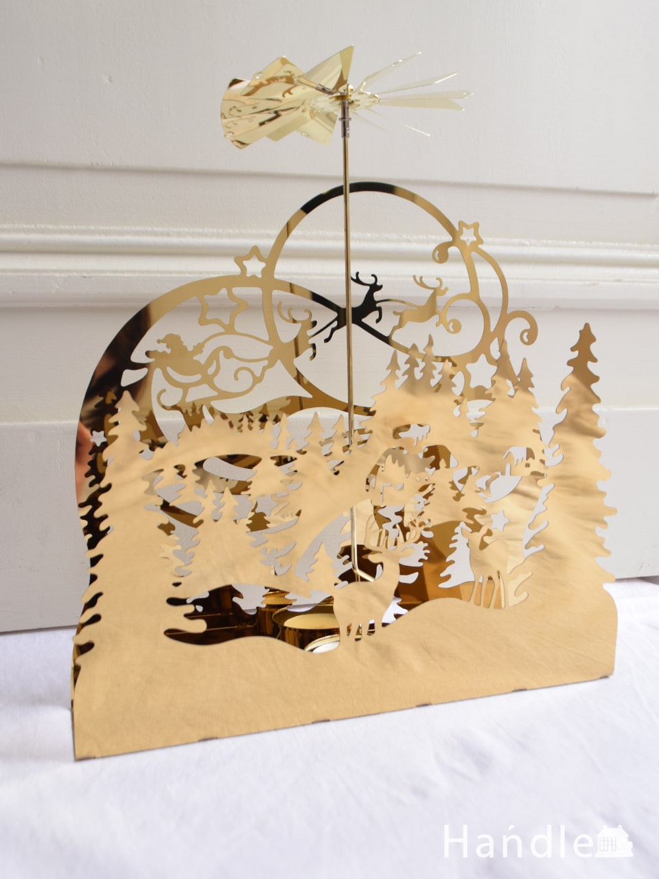 クリスマスを楽しく過ごすディスプレイ雑貨、クリスマス用のキャンドルホルダー（ゴールドクリスマスナイト）  (cm-194)