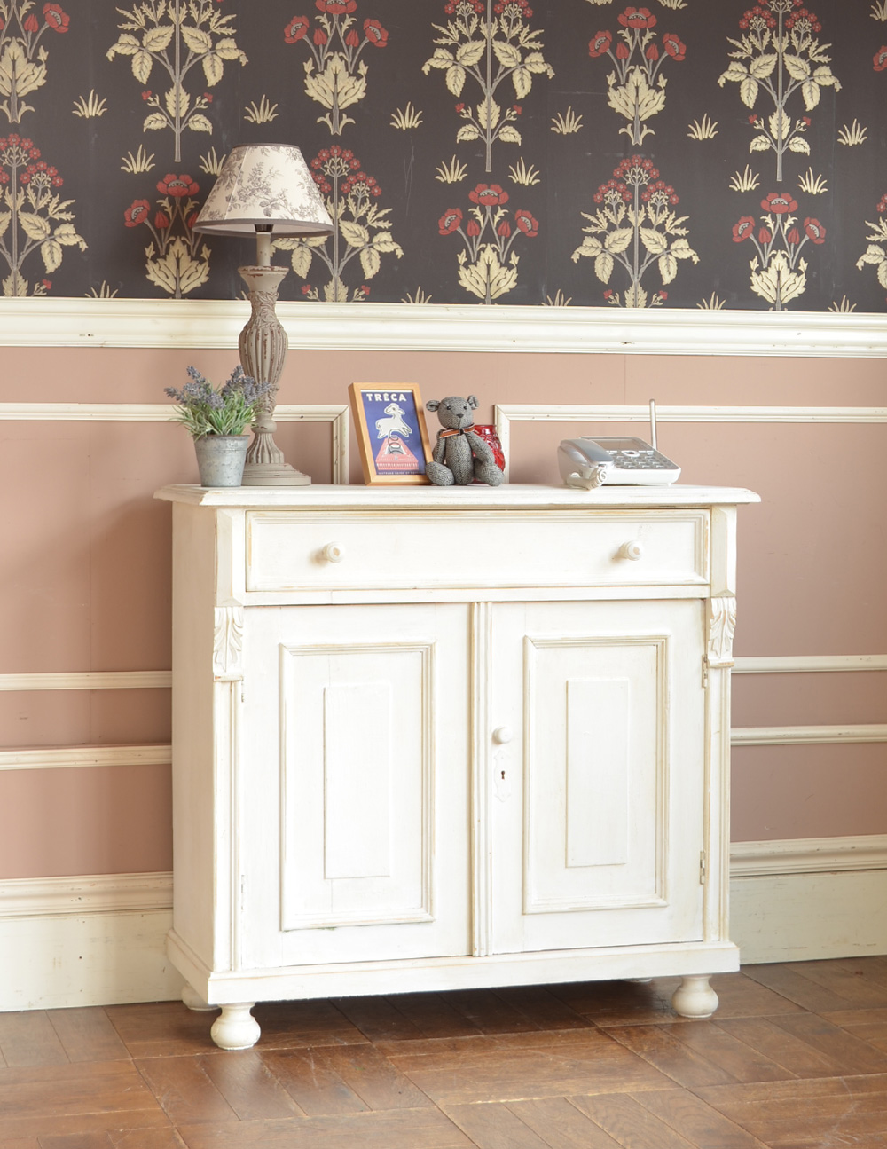 アンティークのペイント家具、フランスのペイントのキャビネット（カウンター）  (d-1160-f)