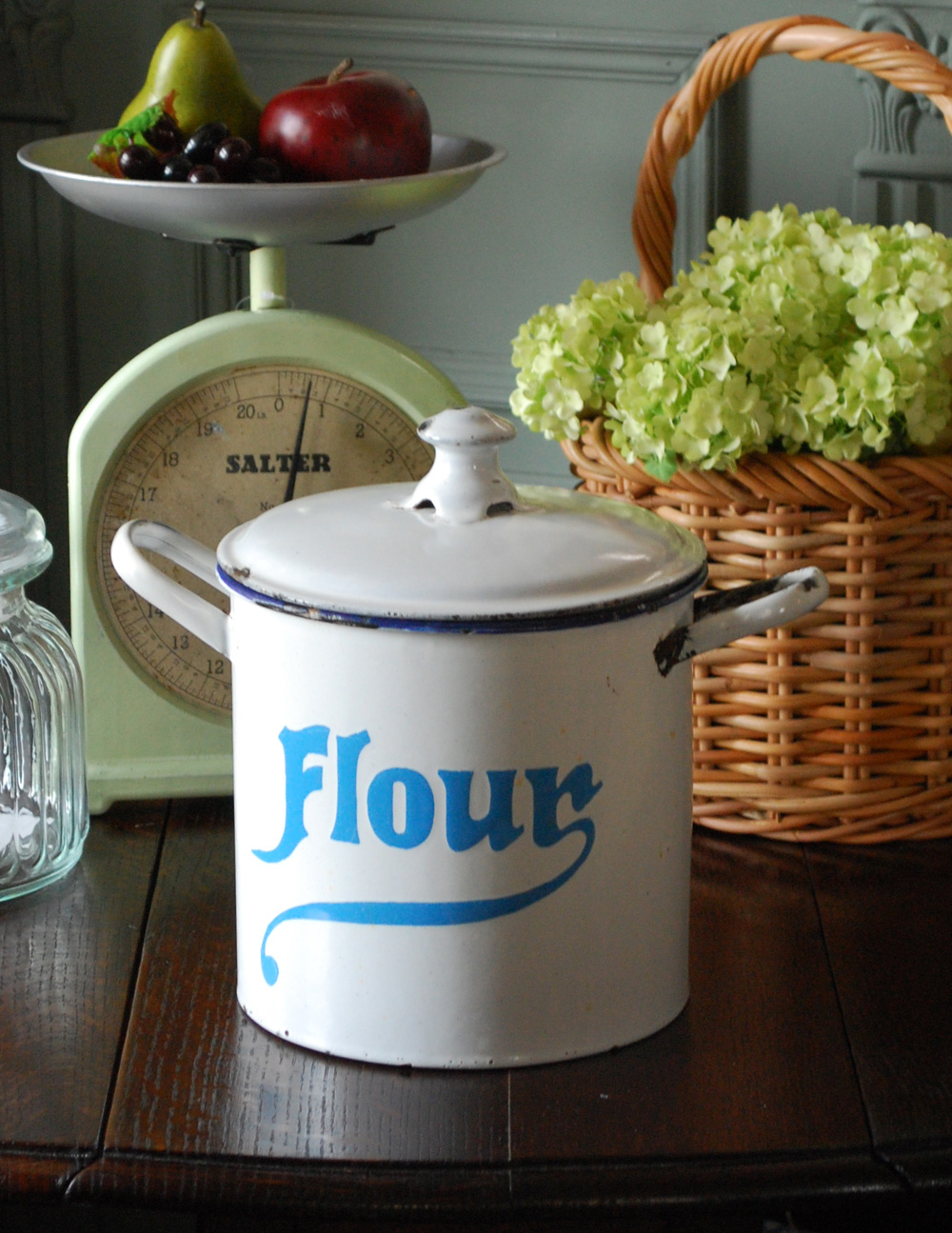 アンティークのキャニスター（Flour）フラワー缶 (d-1168-z)