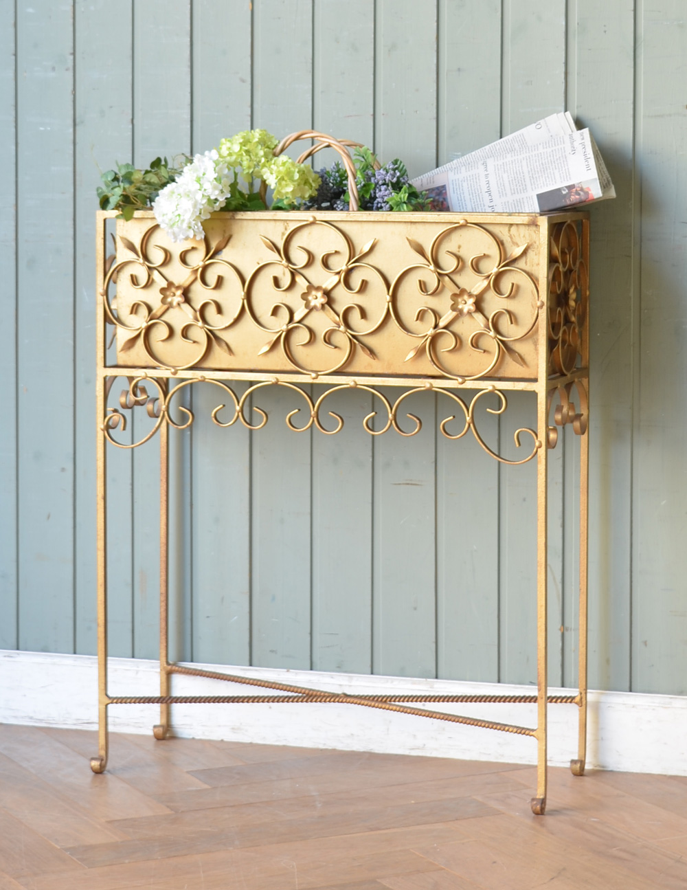 フランスで見つけた華やかなアイテム、植物を楽しむアンティークプラントスタンド（花台） (d-1174-f)