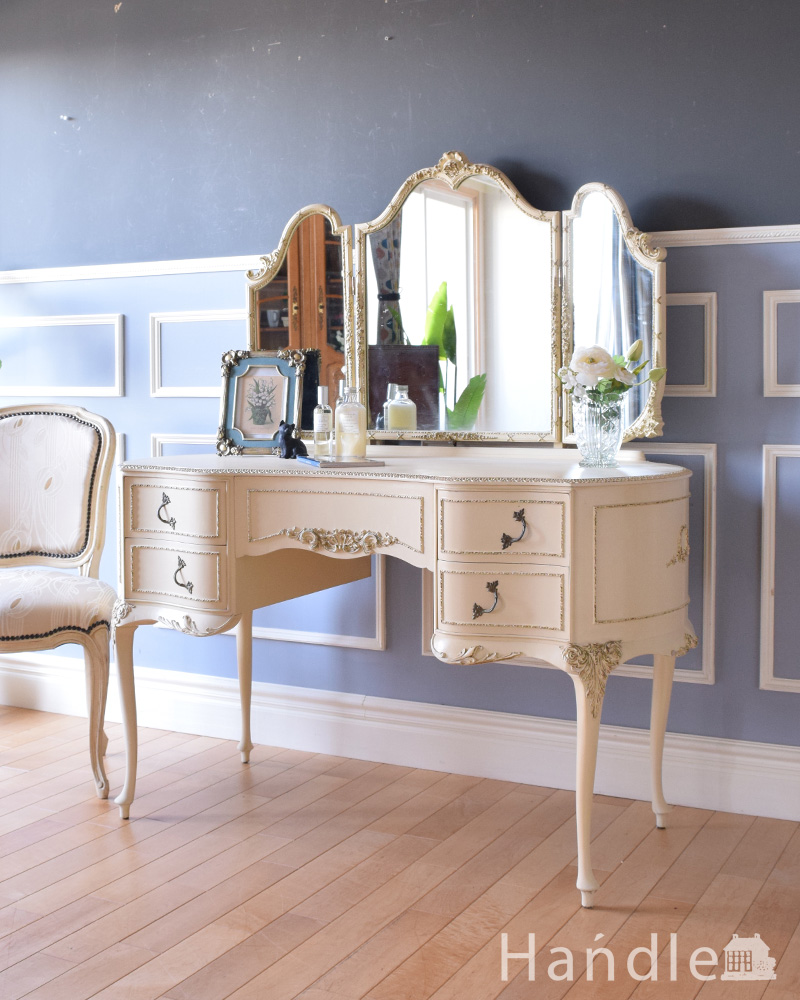 三面鏡タイプのドレッシングチェスト、美しいアンティーク家具 (d-1231-f)