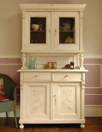 アンティーク カップボード（ホワイト） (d-245)