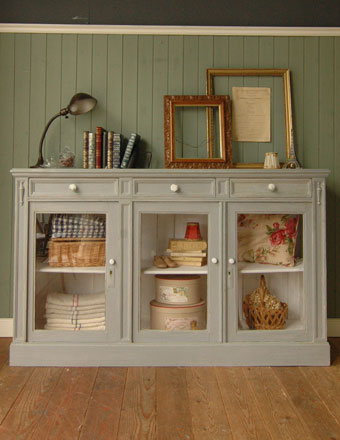 アンティーク ガラス キャビネット (d-394)