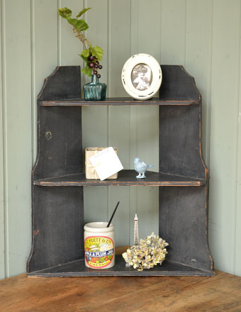 1930年代のアンティーク シェルフ（ブラック）(d-695-f)｜アンティーク雑貨