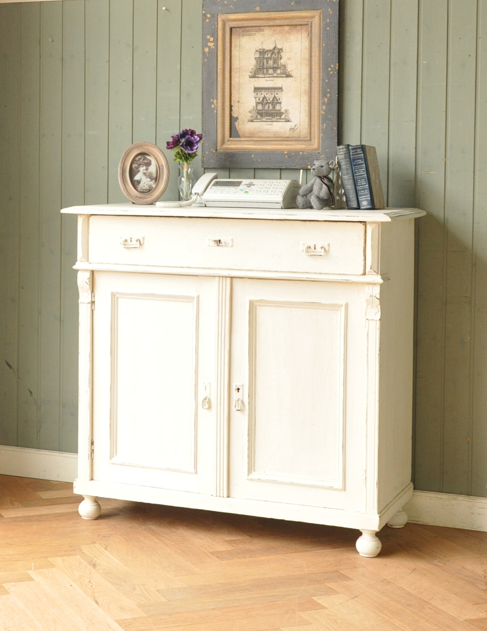 フランスのアンティークペイント家具、フレンチテイストの素敵なキャビネット (d-714-f-2)