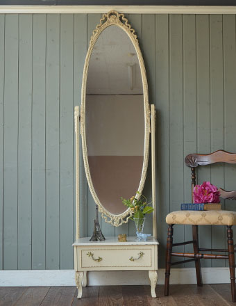 1930年代のアンティーク スタンドミラー (d-904-f)