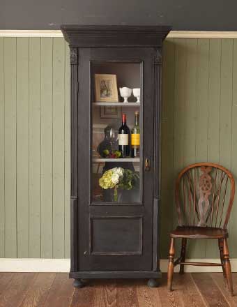 1930年代のアンティーク ディスプレイキャビネット（ブラック） (d-932-f)