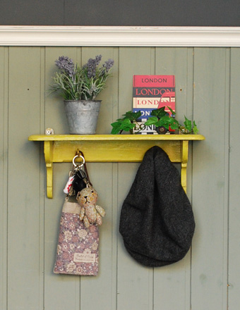 1940年代のアンティーク シェルフ（イエロー） (d-940-f)