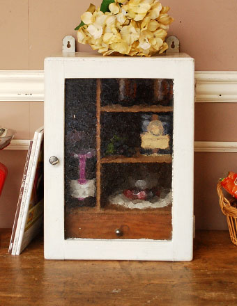 1930年代のアンティーク スモールキャビネット（ホワイト） (d-949-f)