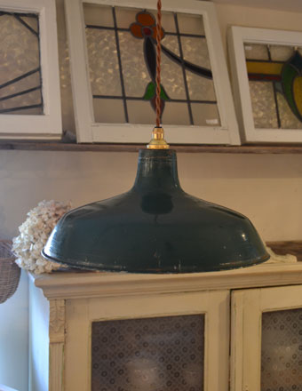 1930年代のアンティーク ホーロー ペンダントライト （器具セット付き