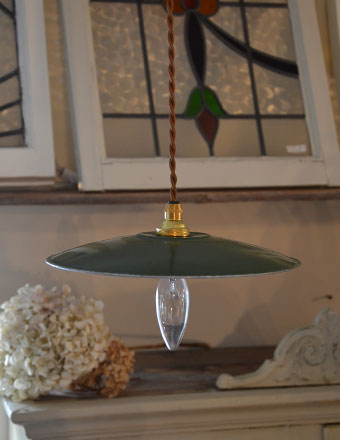 1940年代のアンティーク ホーロー ペンダントライト （器具セット付き