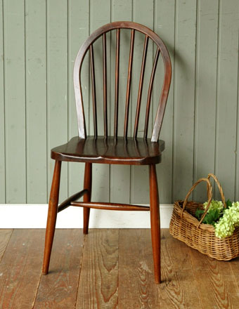 北欧スタイルの珍しい椅子、アンティークアーコール フープバックチェア （６本・まっすぐ・スリム・チョコ） (ear-6ms-ct)