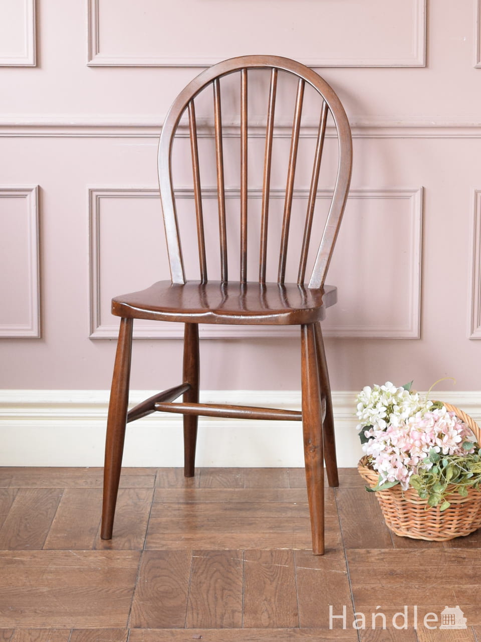 アーコールのフープバックチェア（6本・アップルチョコ色・直線脚・バイオリン型座面・タグ付き） (ear-6ms-pt)