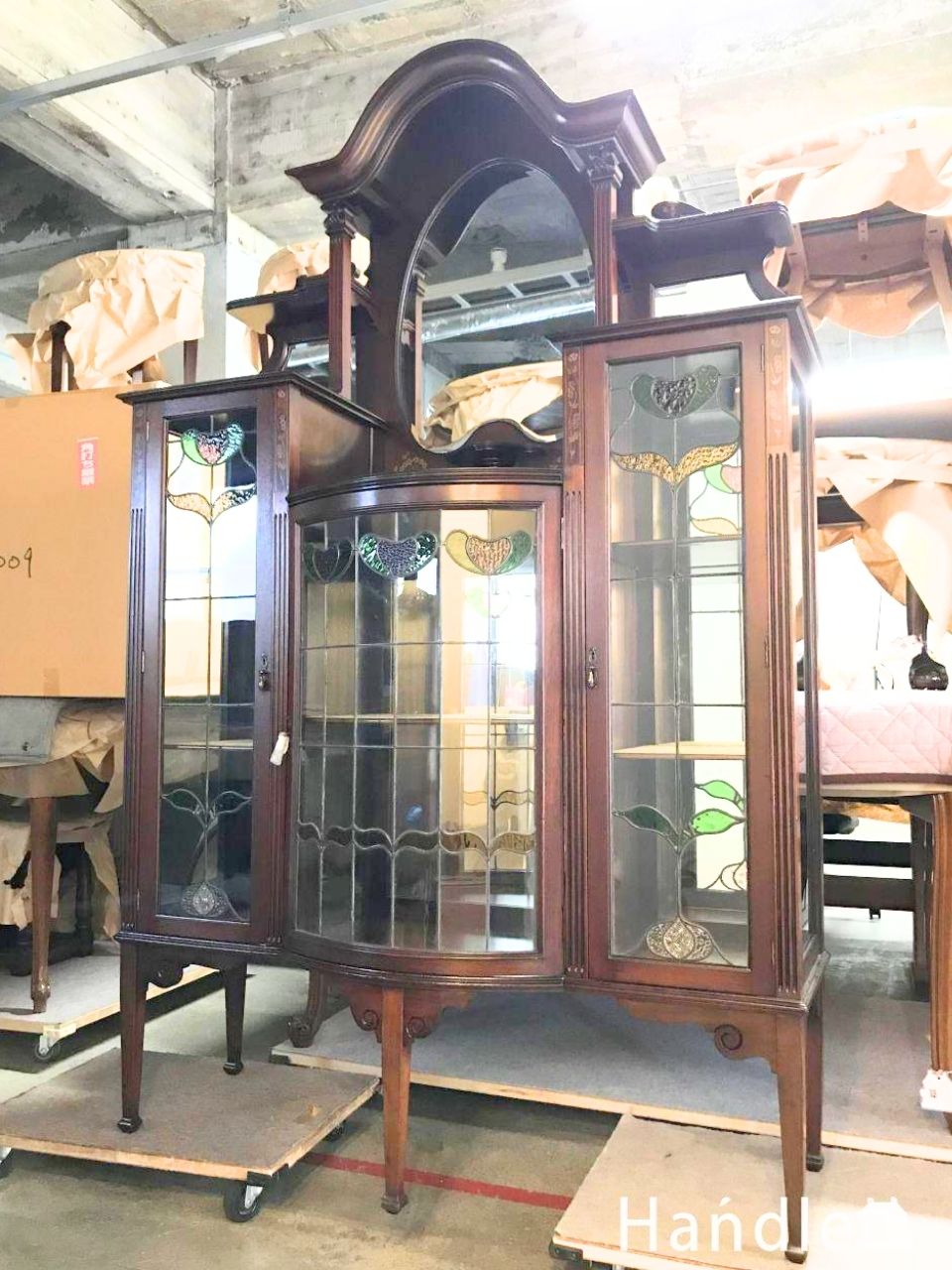 アンティーク　グラスキャビネット (i-241-f)