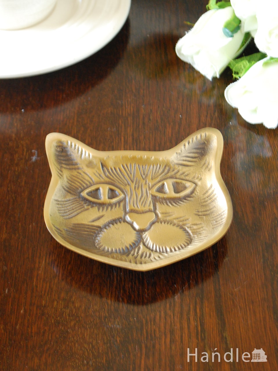 セール公式サイト フランスアンティーク 真鍮 猫顔のトレイ | www 