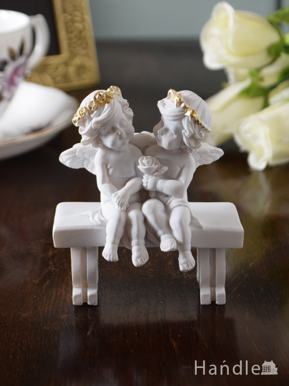 アンティーク風の可愛いディスプレイ雑貨 天使の形のデコラティブなオブジェ バラ N12 411 インテリア雑貨