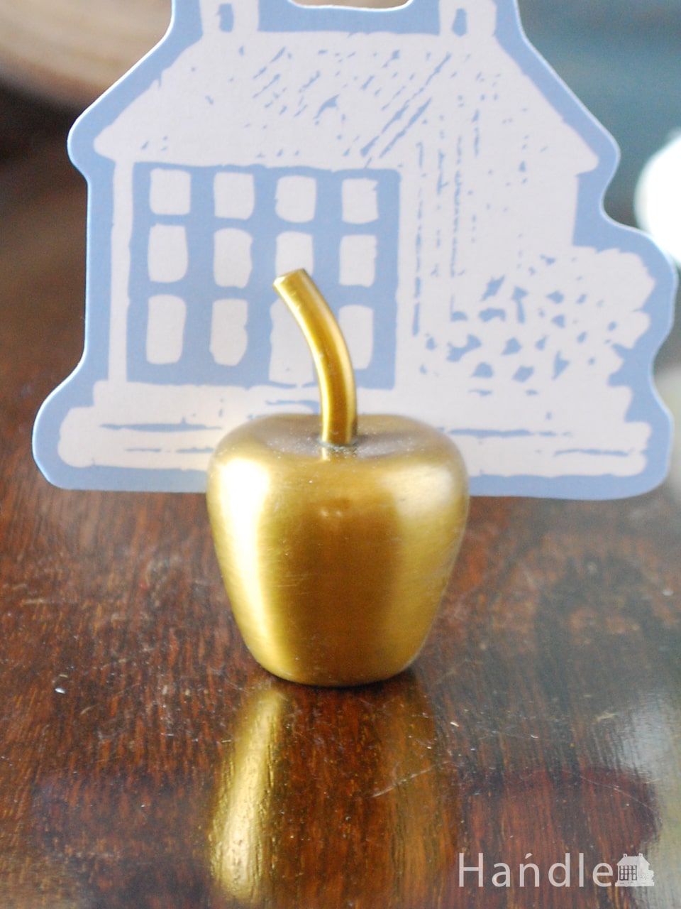 アンティーク調のおしゃれな雑貨 りんごの形が可愛い真鍮製カードスタンド N12 393 インテリア雑貨
