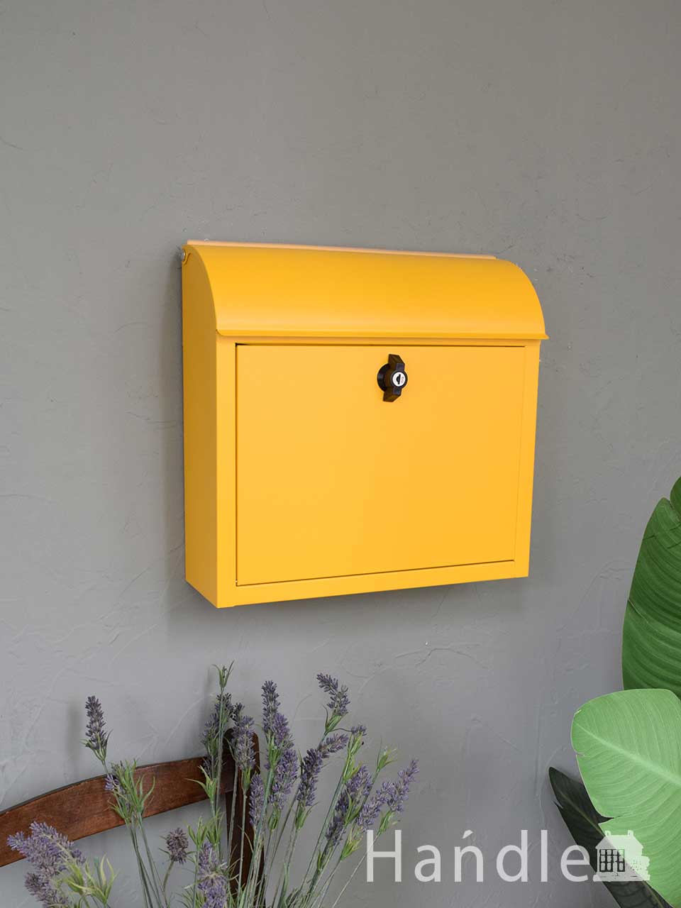 可愛い屋根付きのおしゃれな黄色いポスト（カギ付き）(n15-058)｜インテリア雑貨