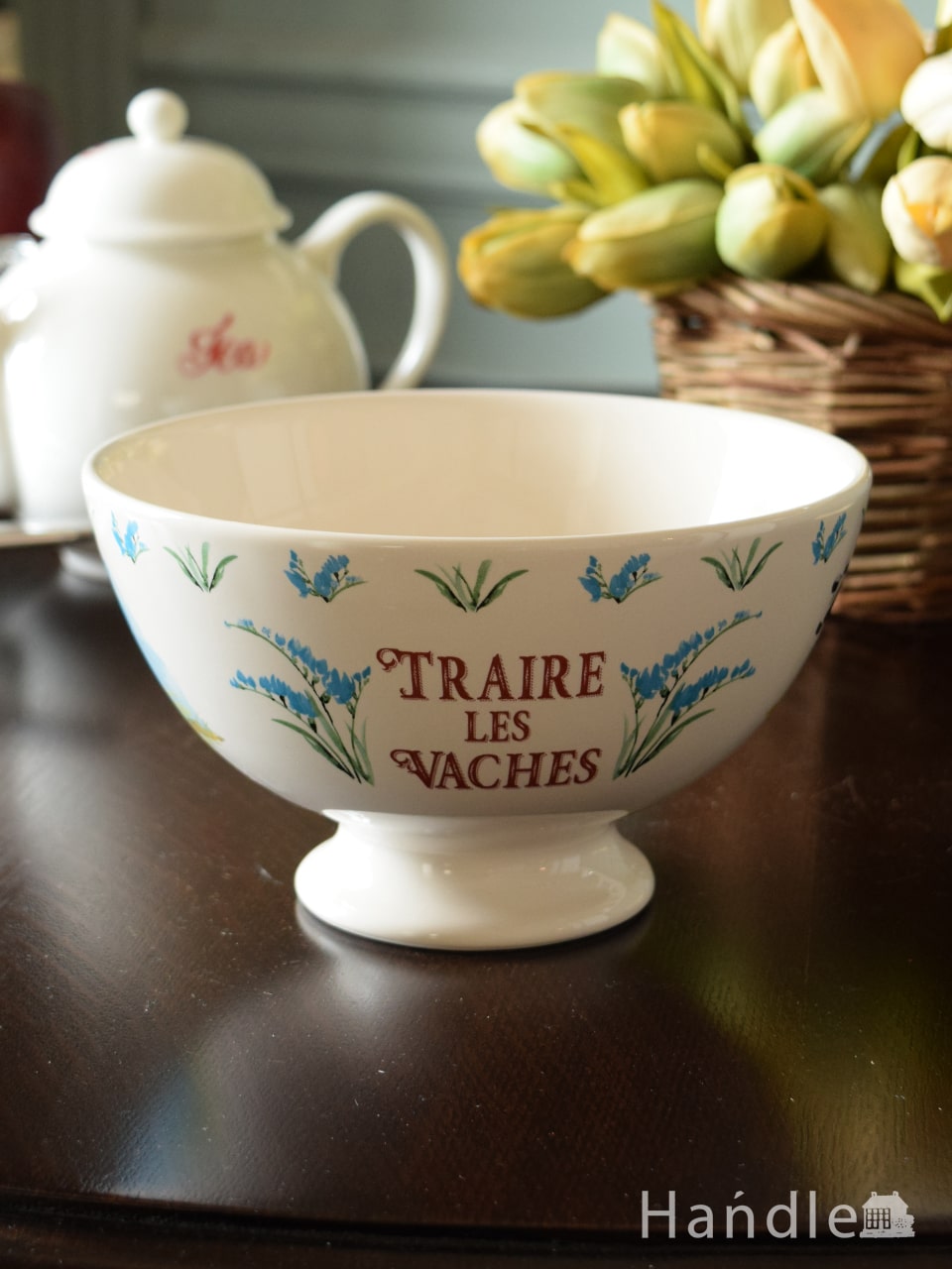 フランスから届いたコントワール・ド・ファミーユのおしゃれなカフェオレボウル(TRAIRE LES VACHES) (cf-1482)