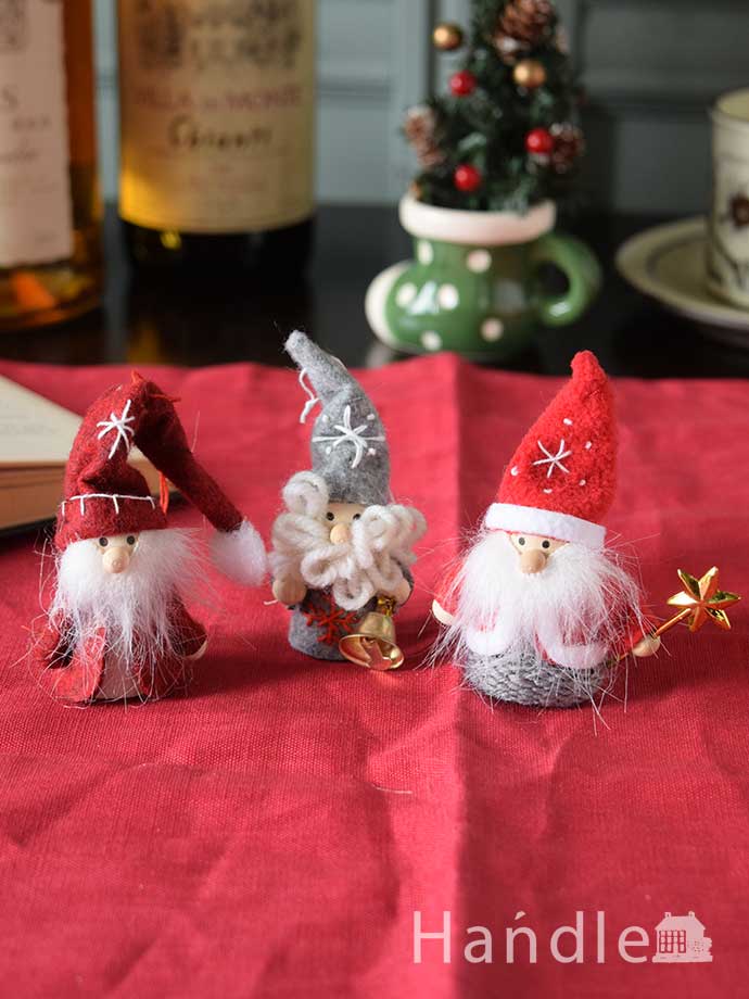 クリスマスのおしゃれなオーナメント、小さなサンタの可愛いオブジェの３個セット(cm-249)｜インテリア雑貨