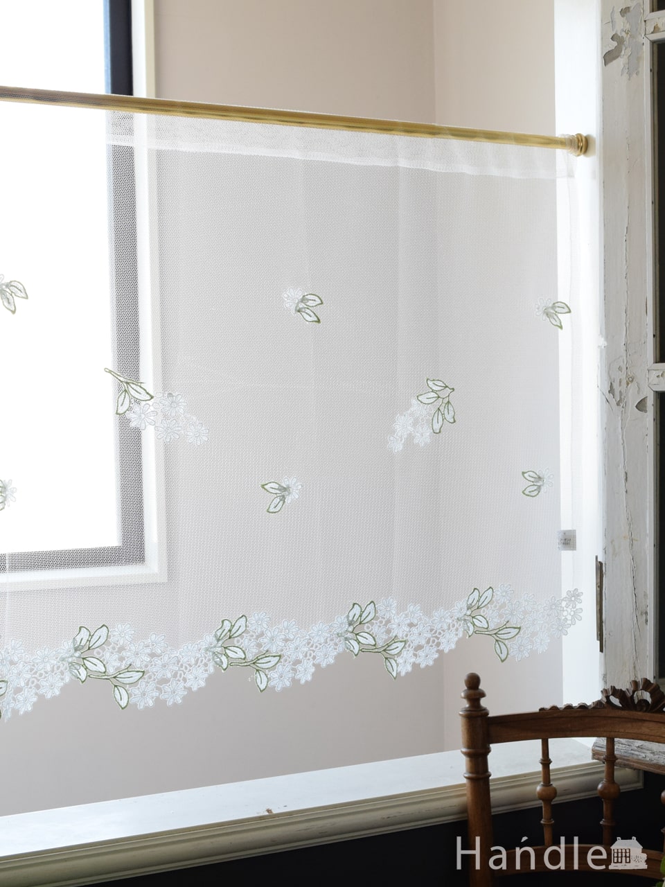 とっても可愛いレースのカフェカーテン、お花模様のウィンドウカーテン（135x60cm） (n20-150)