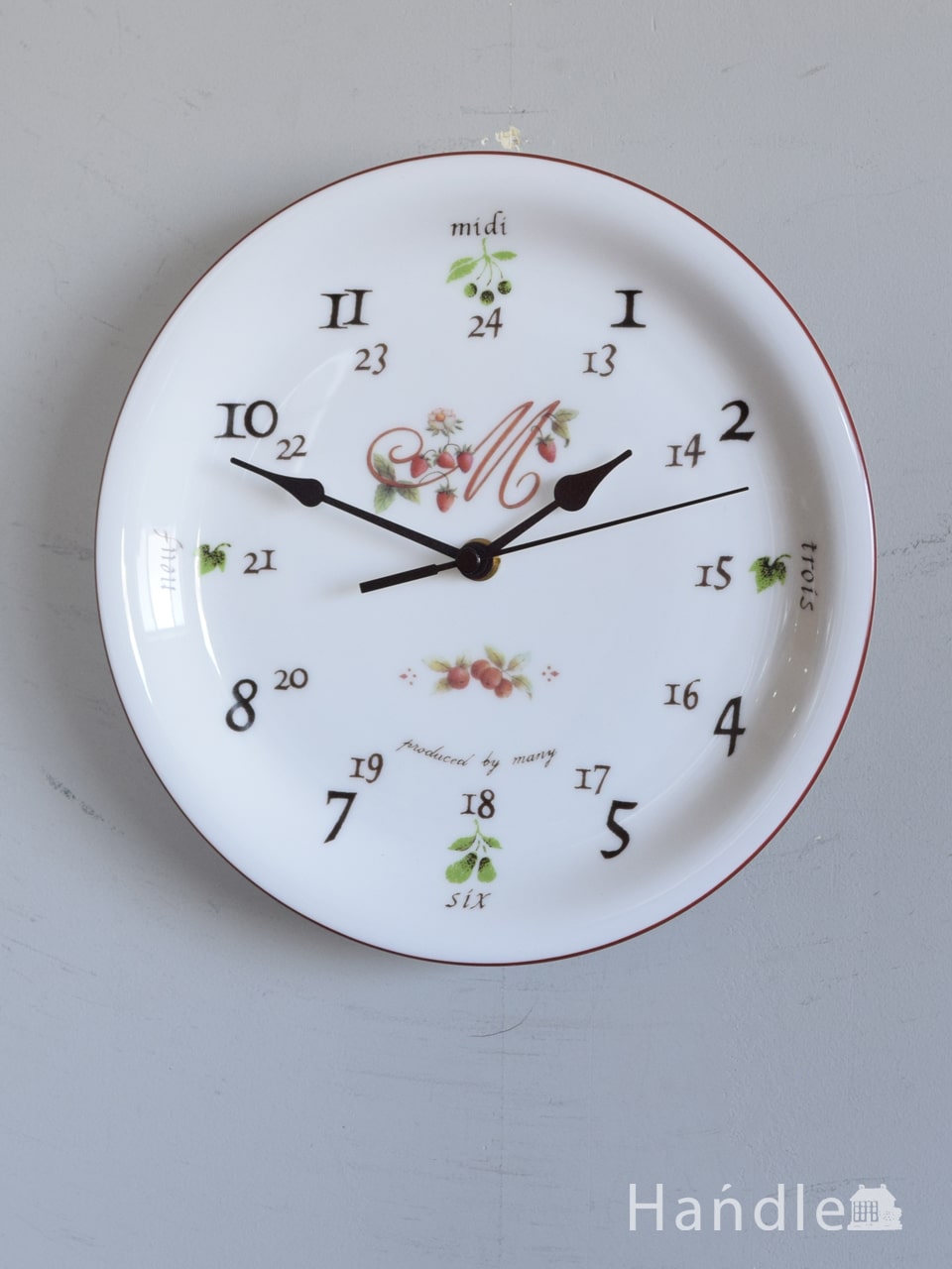 イギリスSmithsスミス社の壁掛け時計、復刻版のアイボリー色(電池 