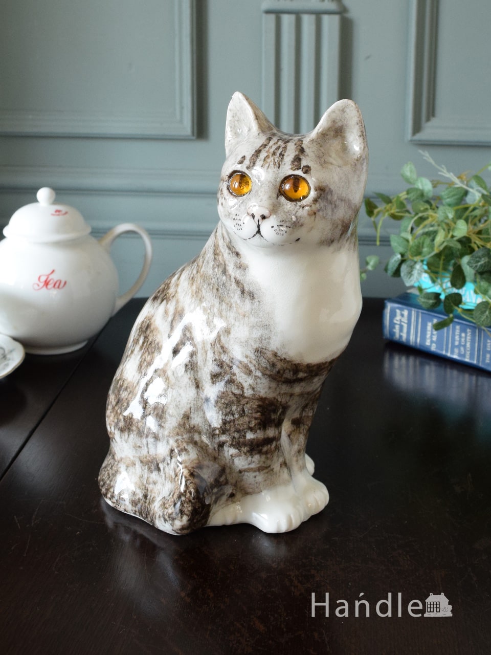 白猫 置物 陶芸 - 工芸品