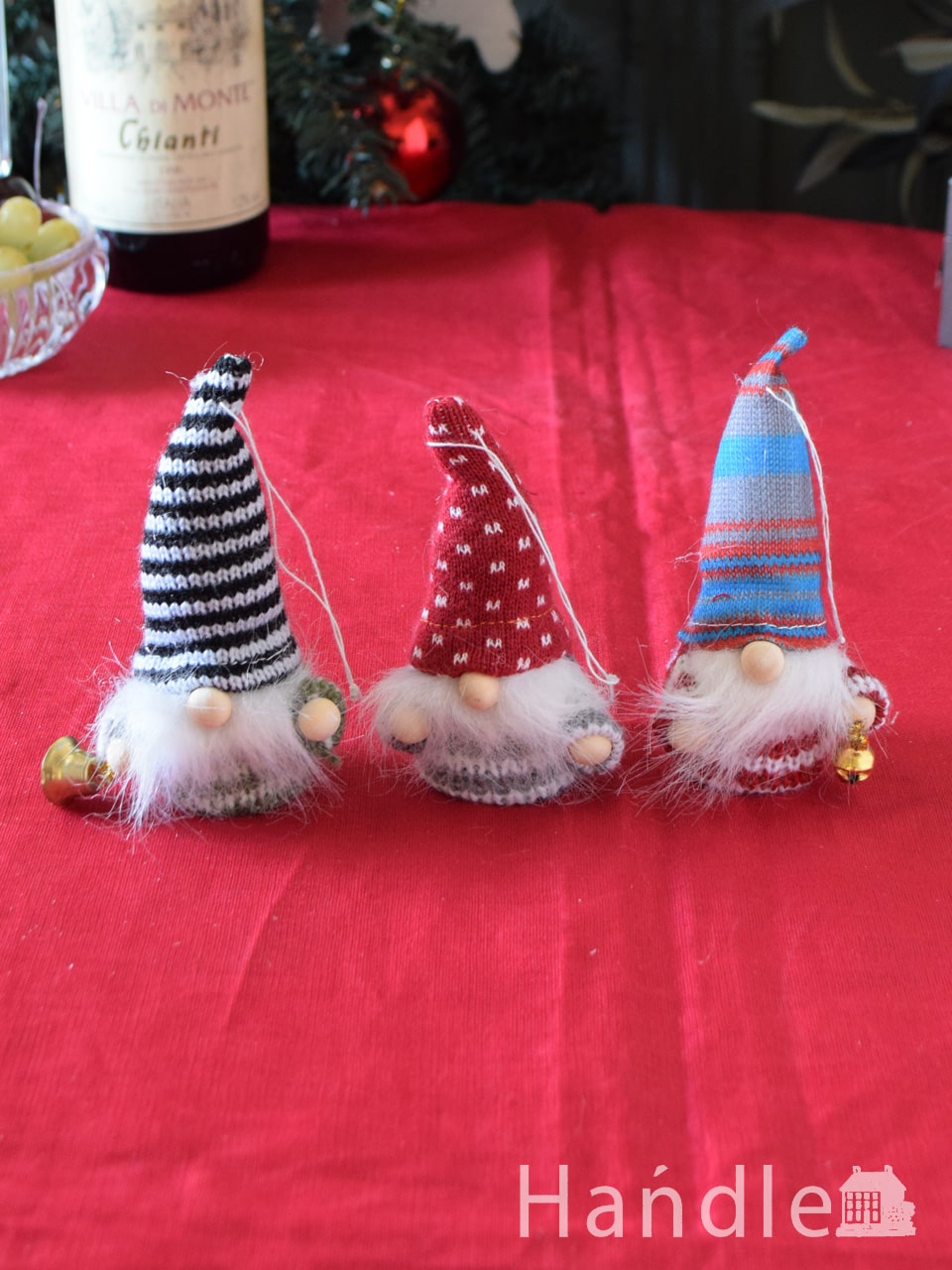 クリスマスのおしゃれなオーナメント、妖精トムテの可愛いオブジェの３個セット (cm-287)
