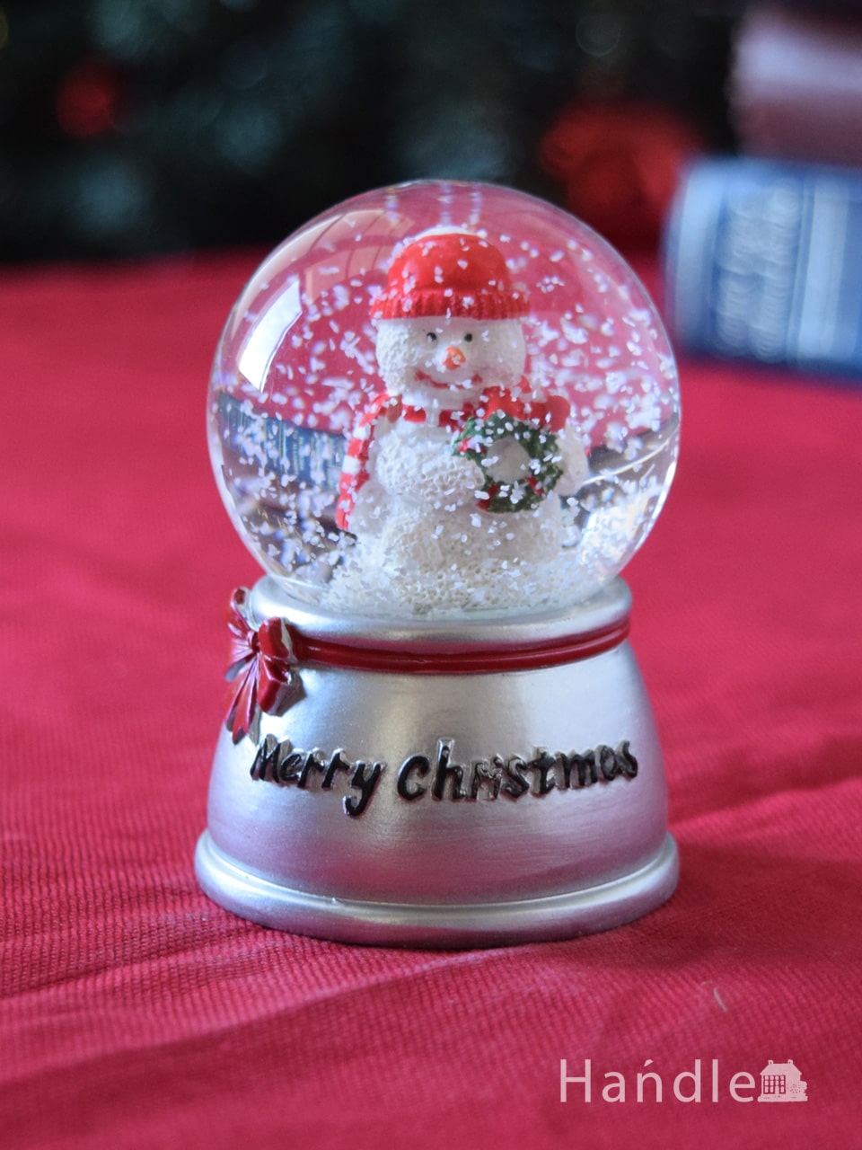 クリスマスのお部屋をおしゃれに彩るオブジェ、雪が舞うクリスマススノードーム（メリースノーマン） (cm-279)